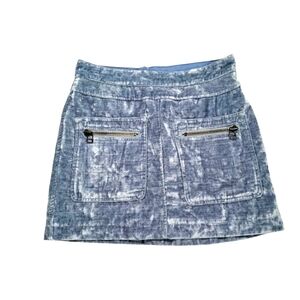 Free People Dust To Dust Crushed Velvet Mini Skirt Blue Size 0 Pockets